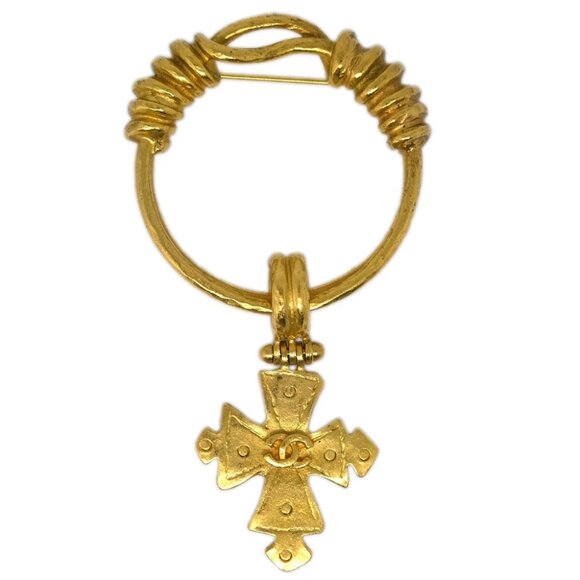 Chanel Cross Brooch Pin Gold 94P 115389 - Picture 1 of 4